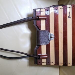 DINORAH pinewood and leather purse
